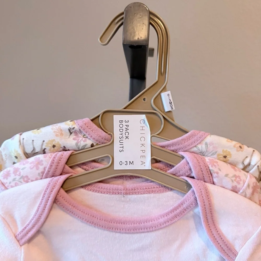 NWT ChickPea infant size 0-3 months three pack bodysuits western horses country
